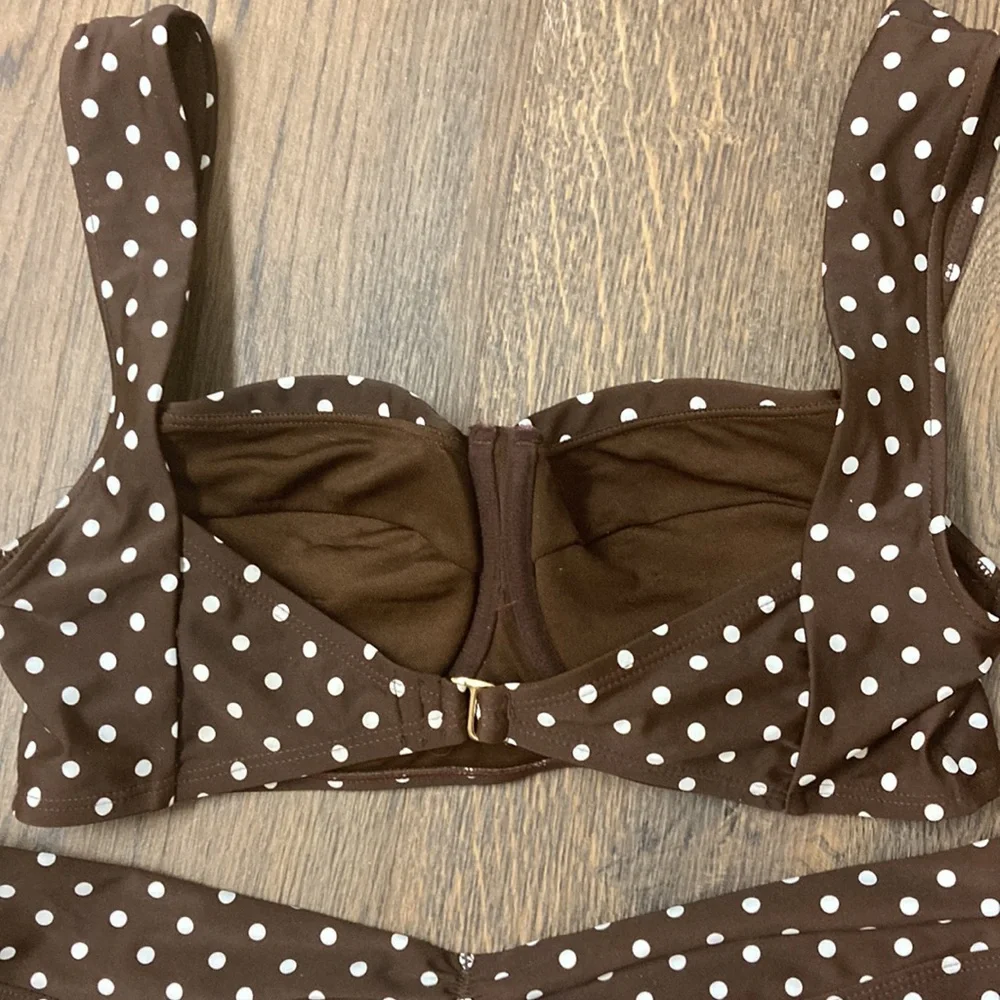 Time and Tru Brown Polka Dot 2 Piece Bikini - Picture 6 of 12
